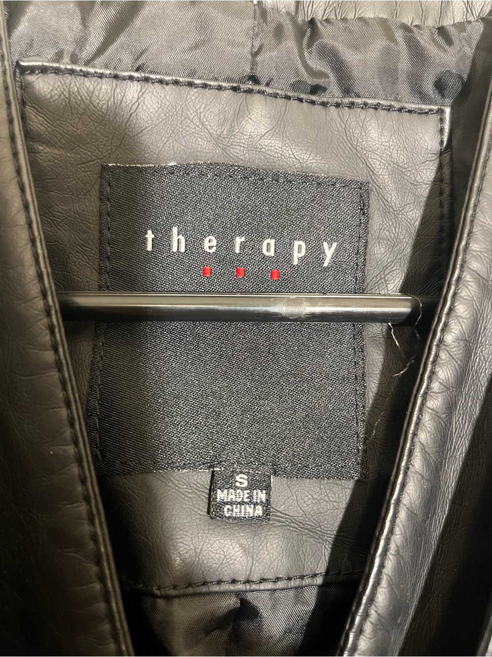 therapy Black Collarless Leather Zip-Pocket Jacket - Picture 5 of 5